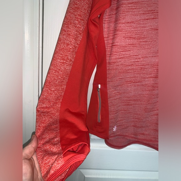 Women’s Athleta Half Zip Running Long Sleeve Reflective Top Coral/Red/Orange XL - Picture 5 of 8